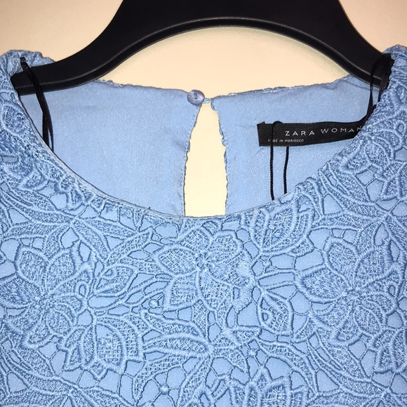 Zara Stunning Light Blue Lace Guipure Dress - Picture 8 of 13